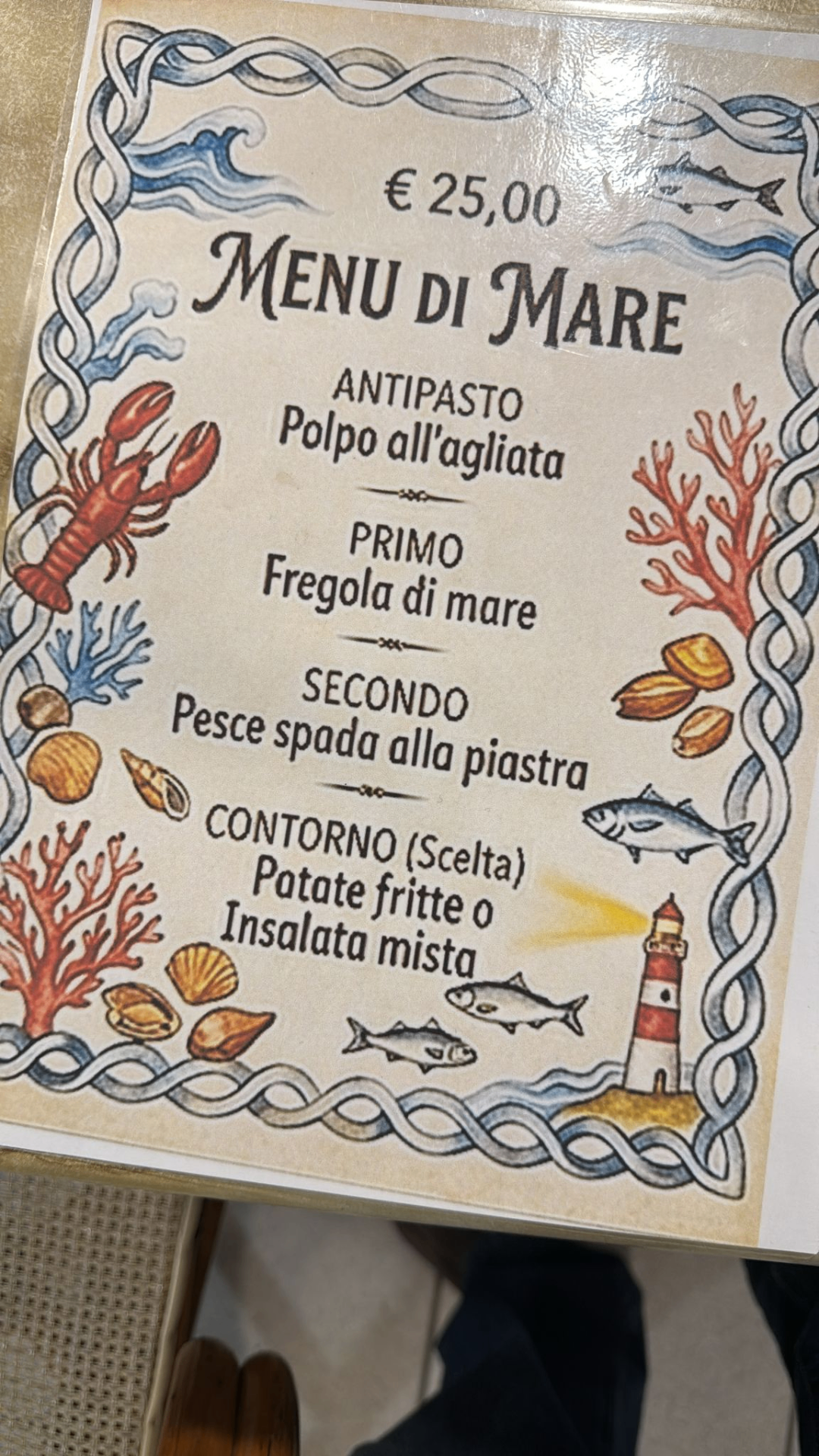 Menù di Mare €25 — la nostra proposta del giorno