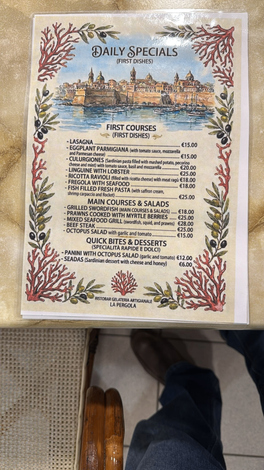 Daily Specials — primi e secondi del giorno